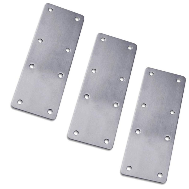 Hyever 3 Pieces Flat Straight Brace Bracket Steel Metal Mending Fixing Plate,Brushed Finish 5.4" Ã— 1.9" Ã— 0.08" - Image 2